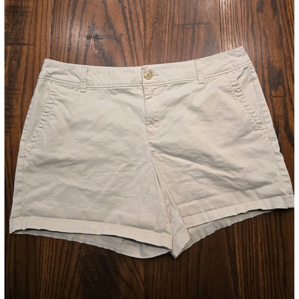 Liz Claiborne Womens Khaki Chino Shorts Tan Size 14 Stretch Cotton‎ Casual
